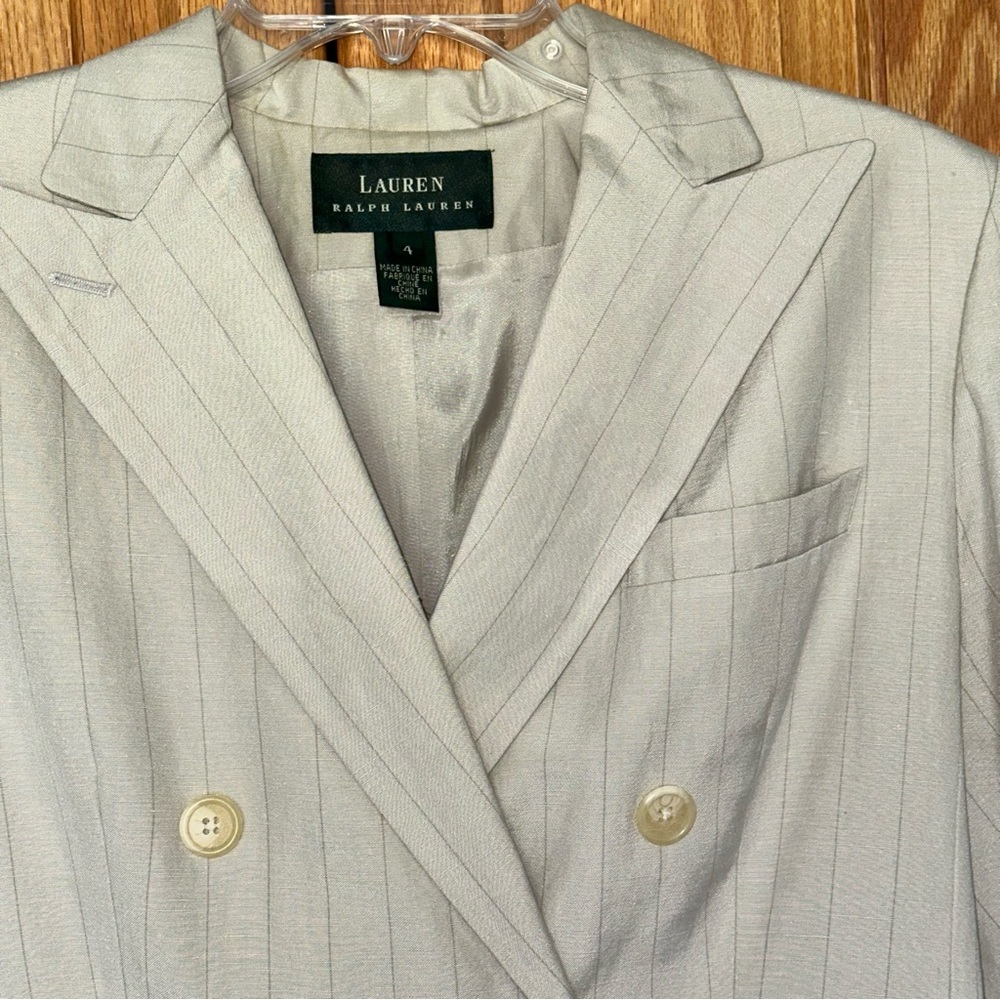 Lauren Ralph Lauren green label Double-Breasted Cream Blazer size 4 - Picture 8 of 15